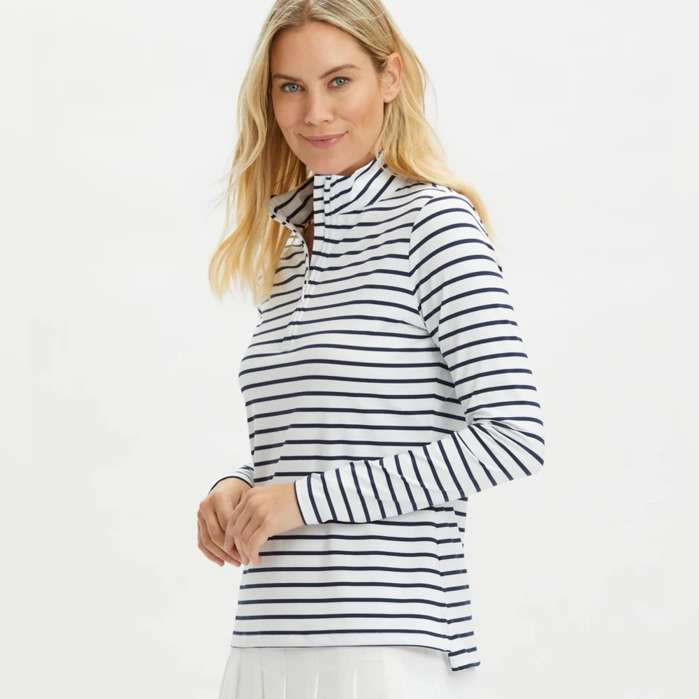 Southern Tide Women's Heather Tara Quarter Zip in Heather Navy - Size XS - Picture 1 of 15